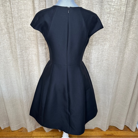 Halston Heritage Black Cotton + Silk Cocktail Dress, Size 4 - Picture 4 of 13